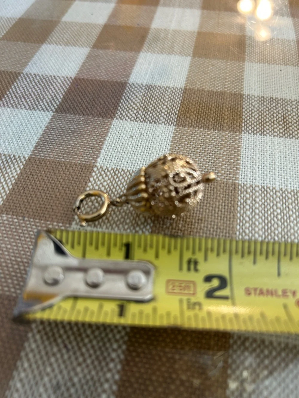 Gold Filigree Sphere Pendant Charm - Elegant Women's Jewelry - Picture 1 of 4